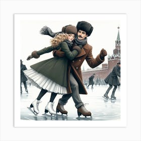 Ice Skating In Moscow Art Print