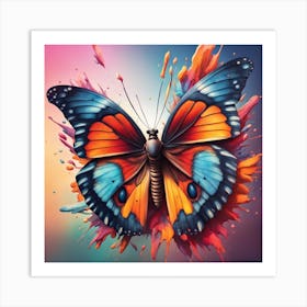 Butterfly With Paint Splashes Art Print