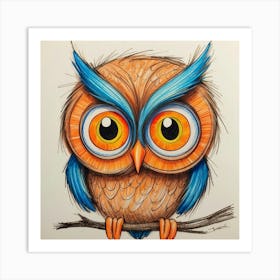 Owl On A Branch 7 Art Print