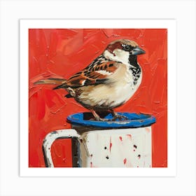 Sparrow In A Cup 4 Art Print