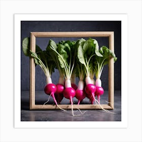 Radishes In A Wooden Frame Art Print