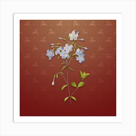 Vintage Phlox Botanical on Falu Red Pattern n.0590 Art Print