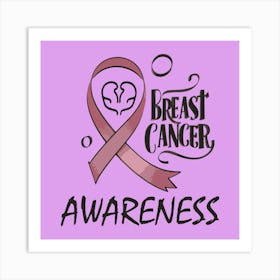 Women Breast Cancer Awareness background with brassiere Calligraphy in Pink Ribbon international symbol for month October suitable for clipart and poster and wall art Art Print