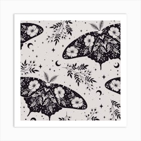 Black And White Moths Art Print