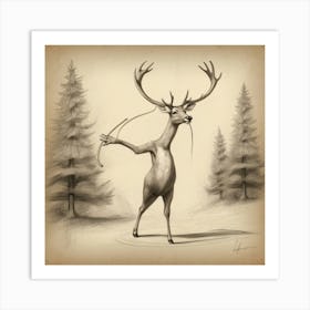 Deer In The Woods 49 Art Print