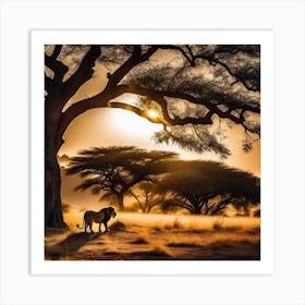 Lion Under The Tree 17 Art Print