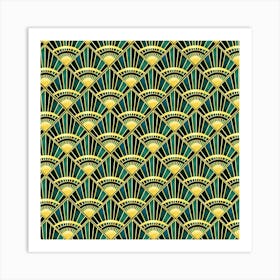 Art Deco Gold and Green Art Print