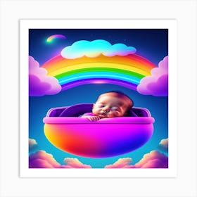 A baby sleeping in a crib Art Print
