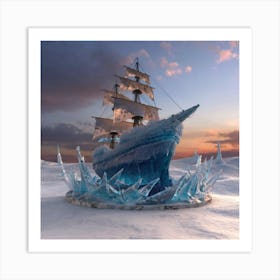 Beautiful ice sculpture in the shape of a sailing ship 18 Art Print