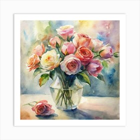 Roses In A Vase 2 Art Print