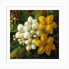 White And Yellow Flowers Art Art Print