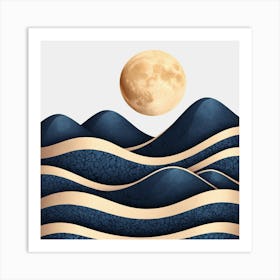 Moon And Waves 22 Art Print