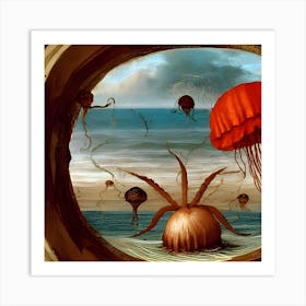 Amber Flying Jelly Art Print