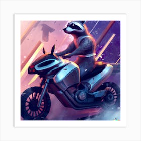 Raccoon on Motorcycle 3 Art Print