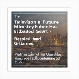 Envision A Future Where The Ministry For The Future Has Been Established As A Powerful And Influential Government Agency 4 Art Print