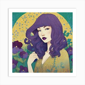 Girl With Purple Hair 4 Art Print