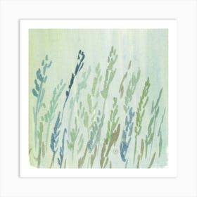 Summer Field - abstract light green square watercolor hand painted nature greenery Art Print