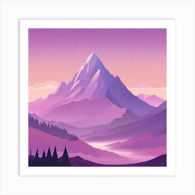 Misty mountains background in purple tone 43 Art Print