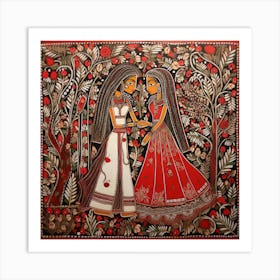 Two Indian Women By Saraswati Art Print
