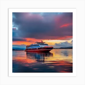 Sunset On A Ferry 30 Art Print