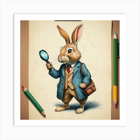 Rabbit With Magnifying Glass 7 Art Print