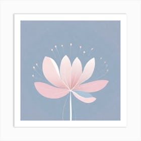 A White And Pink Flower In Minimalist Style Square Composition 703 Art Print