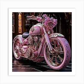 Pink Harley Davidson Art Print