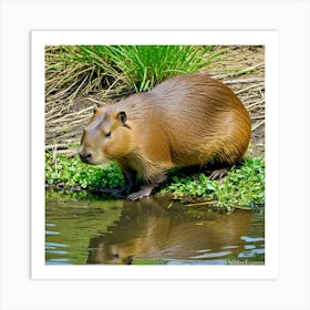 Capybara Rodent Largest South America Semi Aquatic Herbivore Social Cute Friendly Furry An (4) Art Print