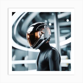 Futuristic Man In Helmet 1 Art Print