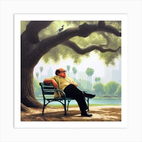 Man On A Park Bench Art Print