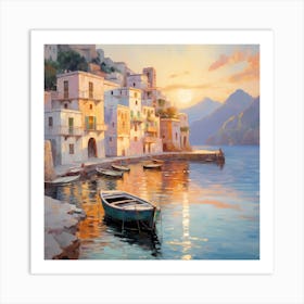 AI Golden Glow of Amalfi  Art Print