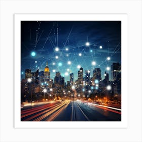 Cityscape At Night Art Print