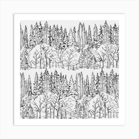 Landscape Trees Black And White Art Print