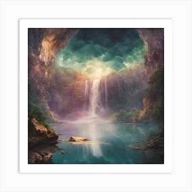 Waterfall In The Cave Art Print