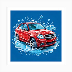 Logo Vector Car Wash Clean Soap Bubbles Water Splash Detailing Automotive Foam Service (13) Art Print