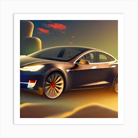 Tesla Model S Art Print