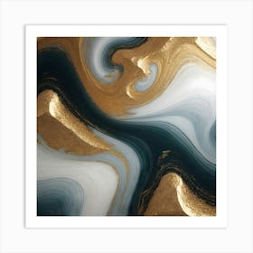 Gold And Black Abstract Painting Art Print