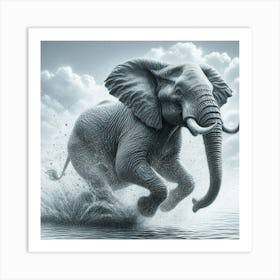 Elephant Running Canvas Print 1 Affiche