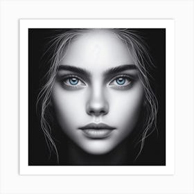 Girl With Blue Eyes Art Print