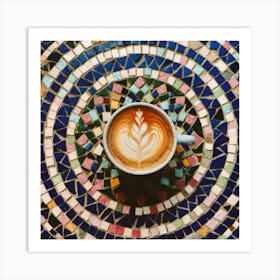 Coffee Cup On Mosaic Tile 6 Art Print