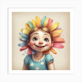 Little Girl With Colorful Hair 1 Art Print