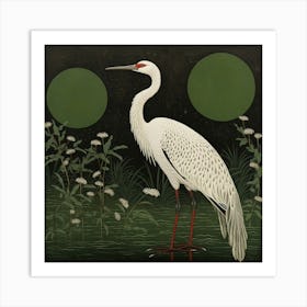 Ohara Koson Inspired Bird Painting Crane 1 Square Art Print