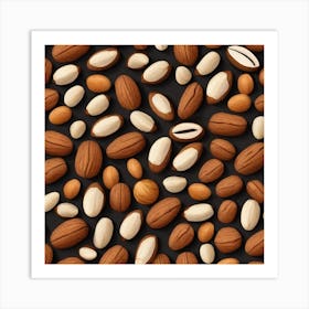 Almonds On A Black Background 10 Art Print