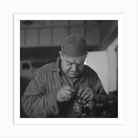 Burley, Idaho, Mechanic In Garage By Russell Lee Art Print