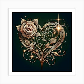 Roses In A Heart 3 Art Print