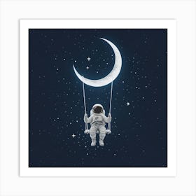 Astronaut On A Swing Art Print