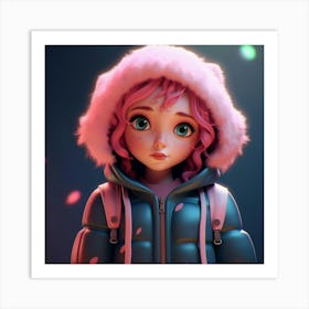 Girl With Pink Hair 1 Art Print