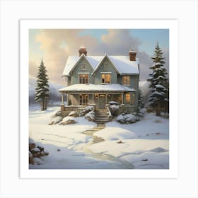 House In The Snow Art Print 1 Art Print
