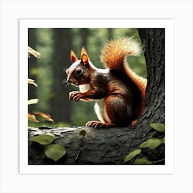 Squirrel In The Forest 35 Art Print