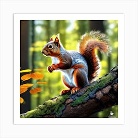 Squirrel In The Forest 356 Art Print